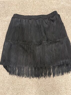 SHEIN Black Layered Fringe Mini Skirt